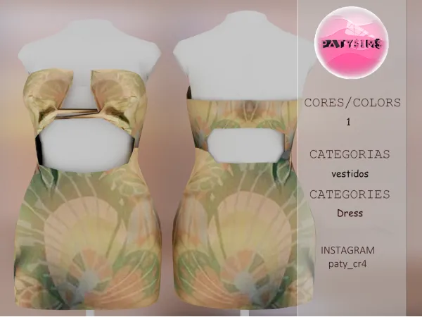 Alpha Vestido Flores PatySims - The Sims 4 Custom Content