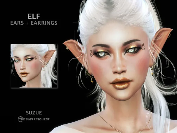 Alpha Elf Ears and Earrings - The Sims 4 Custom Content