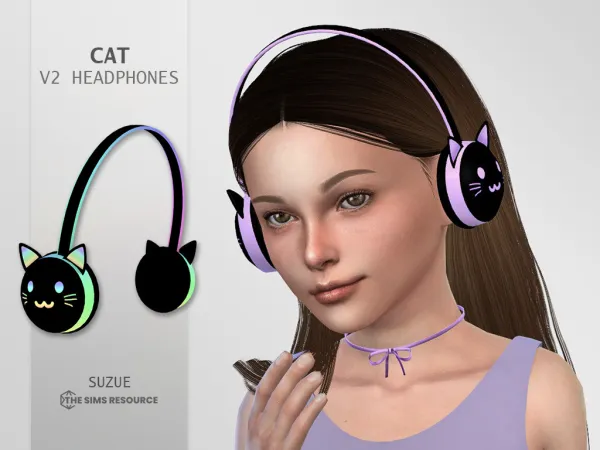 Alpha Cat V2 Headphones Child - The Sims 4 Custom Content