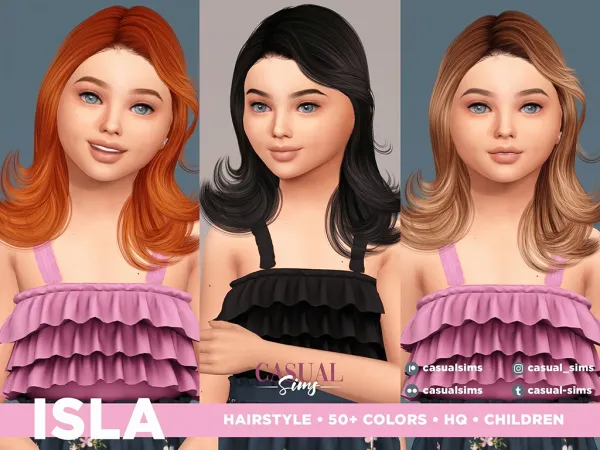 Alpha ISLA HAIRSTYLE for kids by casualsims - The Sims 4 Custom Content