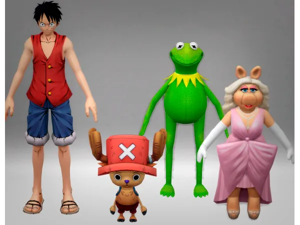 Alpha One Piece Kermit the Frog Miss Piggy Jennisims by Jennifer - The Sims 4 Custom Content