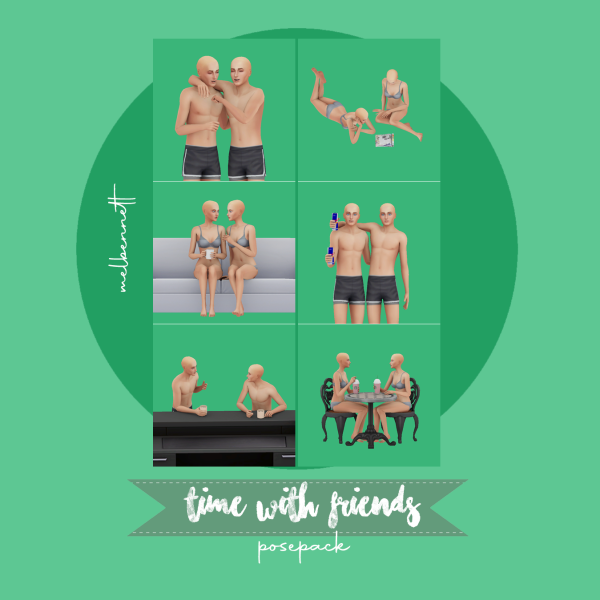 Mix Time With Friends Posepack by melbennett - The Sims 4 Custom Content