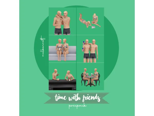 Mix Time With Friends Posepack - The Sims 4 Custom Content