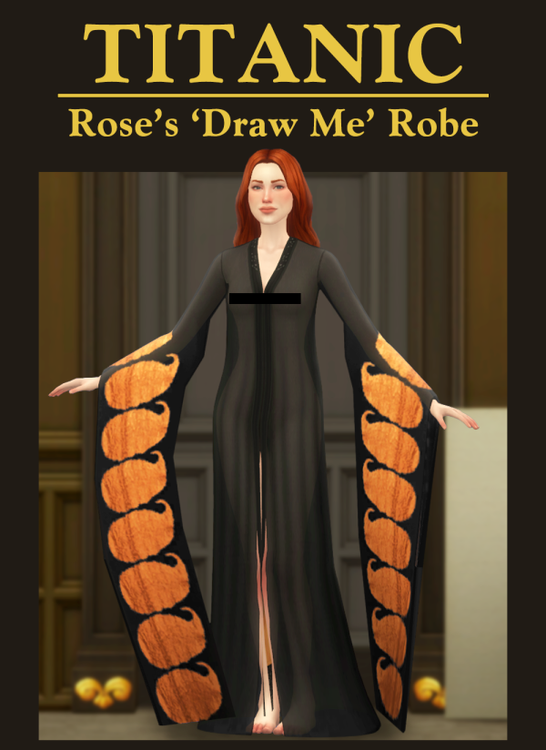 Alpha [Lonelyboy] Titanic Rose Draw Me Robe by simsfinds - The Sims 4 Custom Content