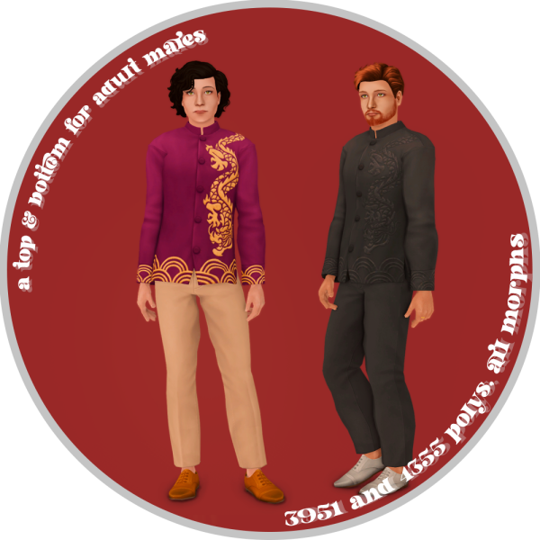 chinese groom shirt and groom pants by simsfinds - The Sims 2 Custom Content