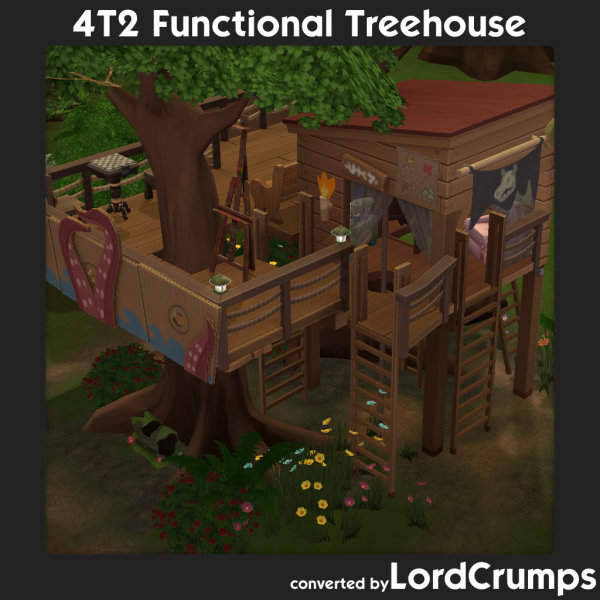 4T2 Functional Treehouse by simsfinds - The Sims 2 Custom Content