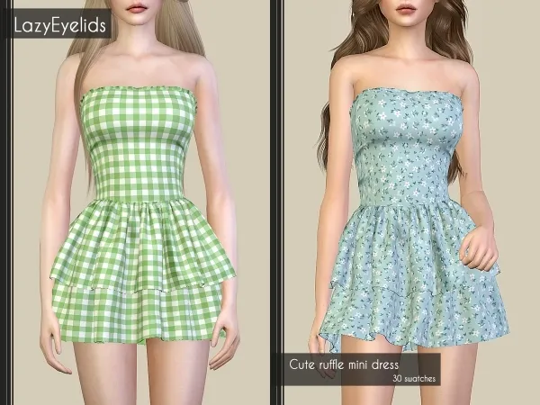 Alpha Cute ruffle mini dress - The Sims 4 Custom Content