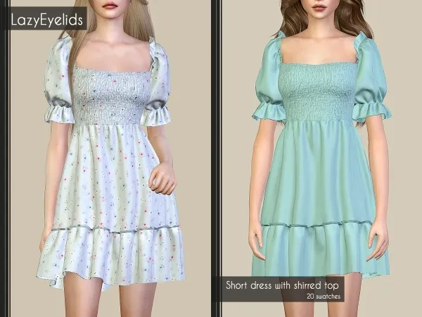 Alpha Short dress with shirred top - The Sims 4 Custom Content
