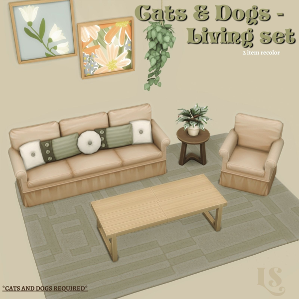 Maxis Match Cats Dogs Living Set by simsfinds - The Sims 4 Custom Content