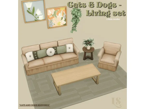 Maxis Match Cats Dogs Living Set by lustrousims - The Sims 4 Custom Content