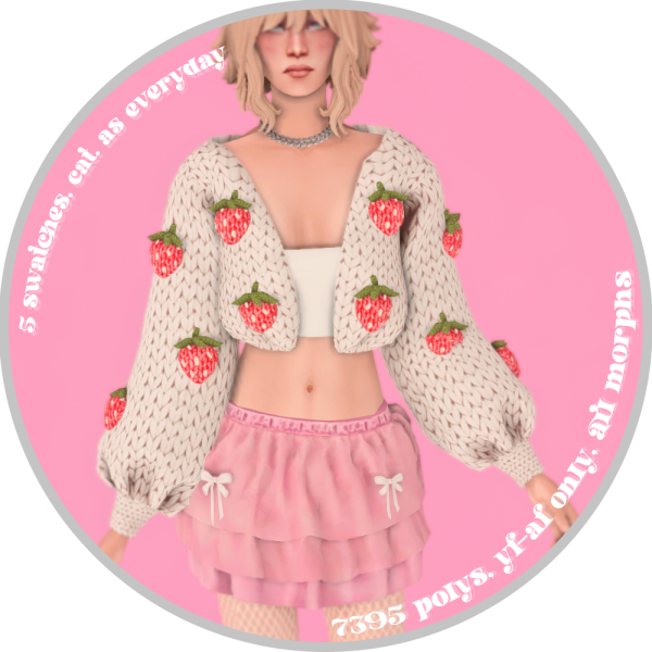 strawberry cardigan pixels by simsfinds - The Sims 2 Custom Content