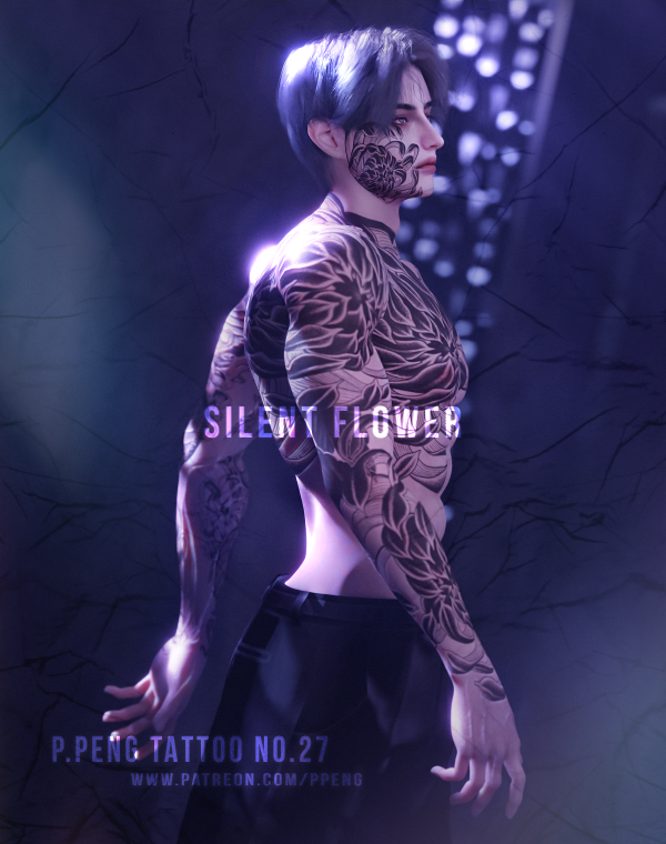 Mix [SIMS4TS4]PPENG Tattoo N027 Silent flower HQ by simsfinds - The Sims 4 Custom Content