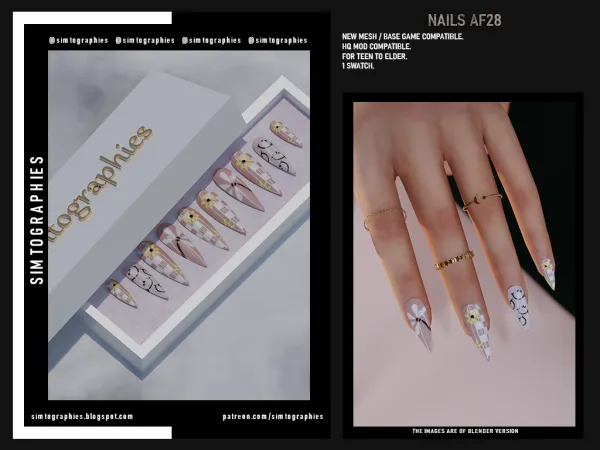 Alpha Nails AF28 - The Sims 4 Custom Content