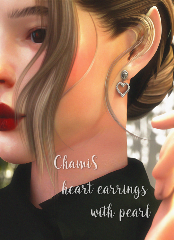 [chamis] heart earrings with pearl by simsfinds - The Sims 3 Custom Content