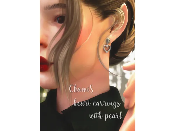 [chamis] heart earrings with pearl - The Sims 3 Custom Content