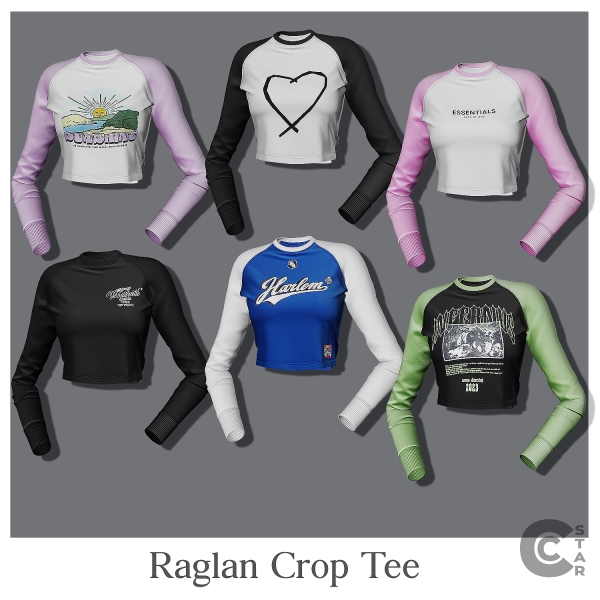 Alpha Raglan crop tee cool_content_star by cool_content_star - The Sims 4 Custom Content