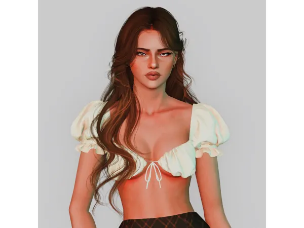 4t3 Wingssims EF0220 Unilateral Long Curly Hair - The Sims 3 Custom Content