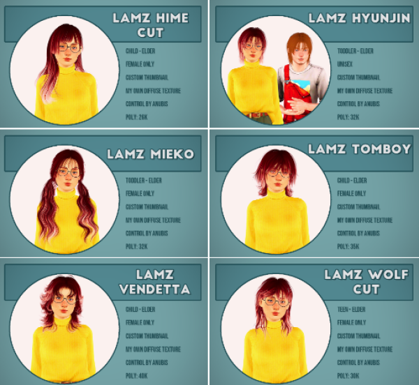 LAMZ hairs by simsfinds - The Sims 3 Custom Content