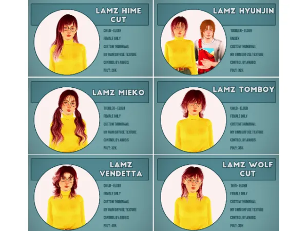 LAMZ hairs - The Sims 3 Custom Content