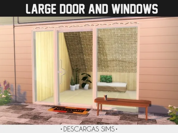 Alpha Large Door And Windows - The Sims 4 Custom Content