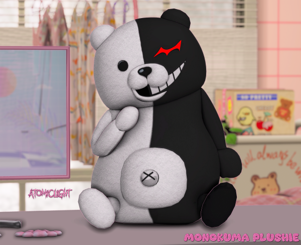 Alpha Monokuma plushie by simsfinds - The Sims 4 Custom Content