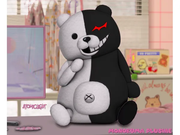 Alpha Monokuma plushie by atomiclight - The Sims 4 Custom Content
