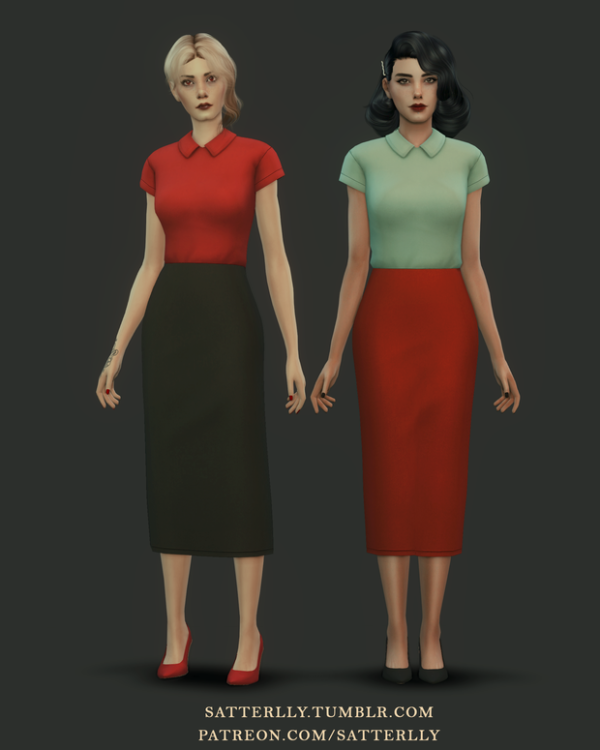 Maxis Match Formal skirt and shirt outfit 2 by simsfinds - The Sims 4 Custom Content