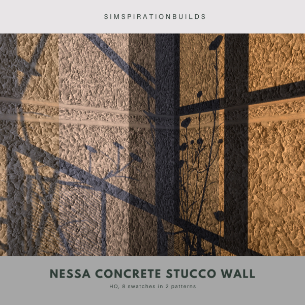 Alpha Nessa Concrete Stucco Wall by simsfinds - The Sims 4 Custom Content