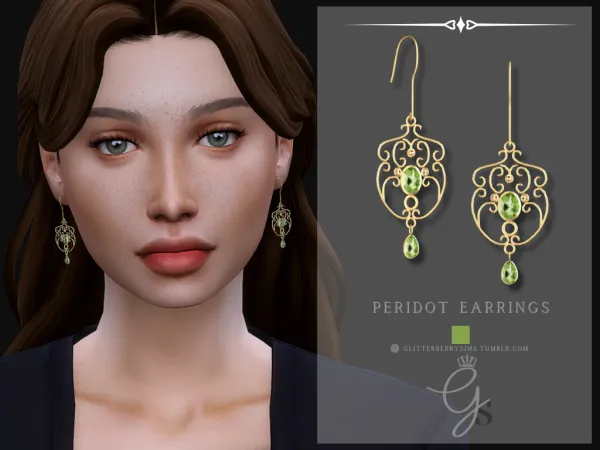 Alpha Peridot Earrings by GlitterberryFly - The Sims 4 Custom Content