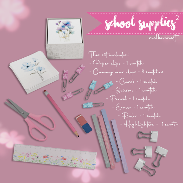 Mix School Supplies 2 Collection by melbennett - The Sims 4 Custom Content