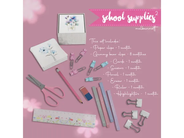 Mix School Supplies 2 Collection - The Sims 4 Custom Content