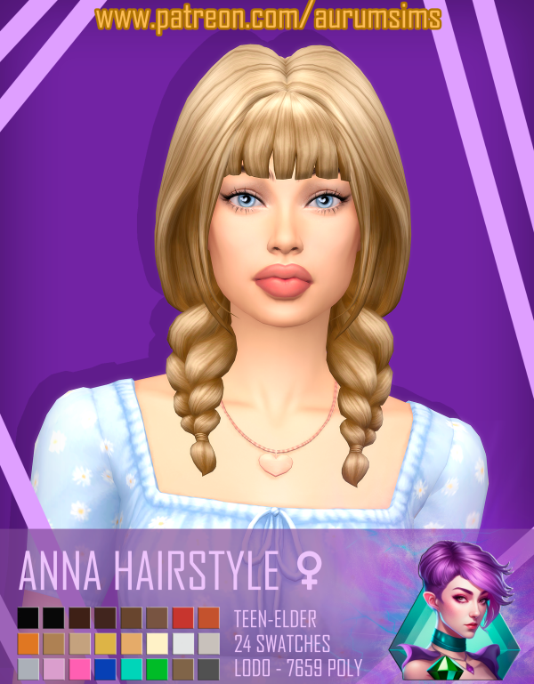 Maxis Match ANNA MAXIS MATCH HAIRSTYLE 004 by aurum - The Sims 4 Custom Content