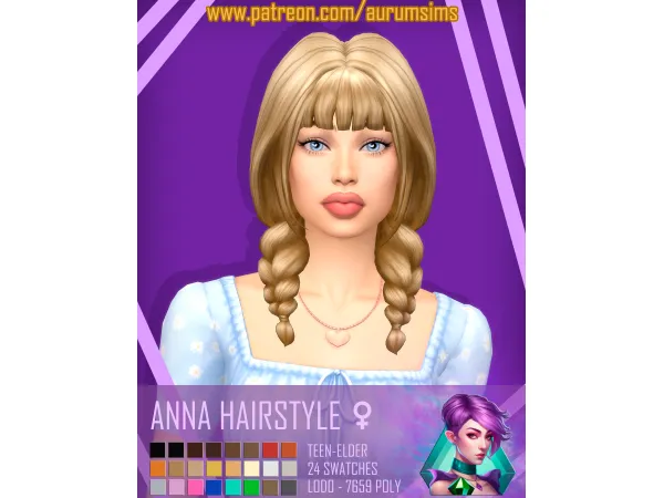 Maxis Match ANNA MAXIS MATCH HAIRSTYLE 004 by aurumsims - The Sims 4 Custom Content
