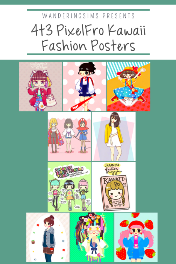 Introducing 4t3 PixelFro Kawaii Fashion Posters by simsfinds - The Sims 3 Custom Content