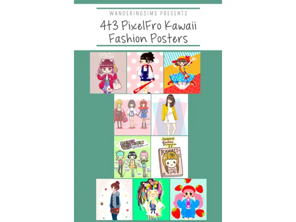 Introducing 4t3 PixelFro Kawaii Fashion Posters - The Sims 3 Custom Content