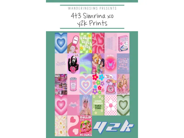 Introducing 4t3 Simrina xo y2k Prints - The Sims 3 Custom Content
