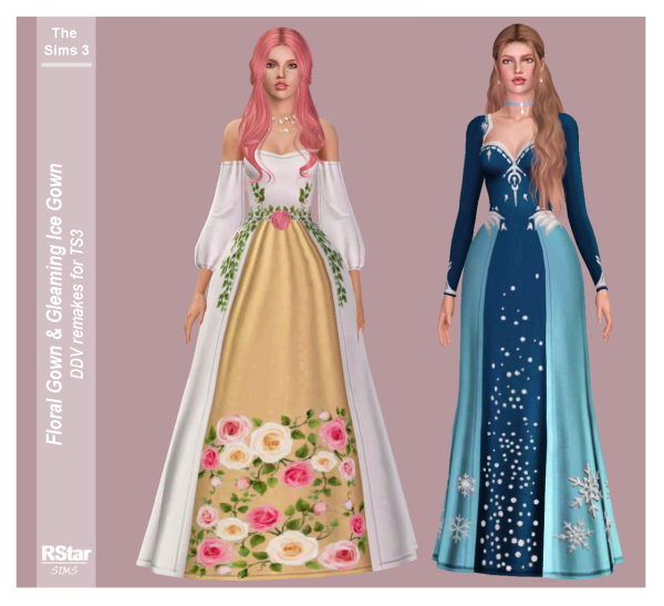 DDV remakes Floral Gown Gleaming Ice Gown by simsfinds - The Sims 3 Custom Content