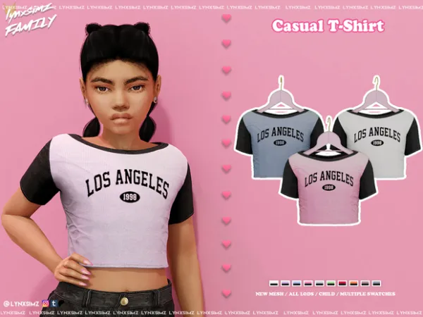 Alpha Casual T Shirt Child by lynxsimzfamily - The Sims 4 Custom Content