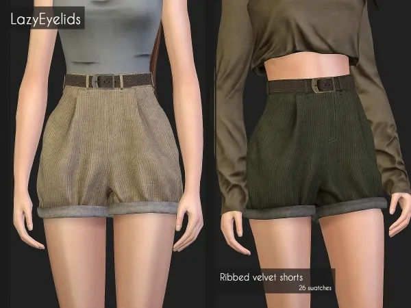 Alpha Ribbed velvet shorts - The Sims 4 Custom Content