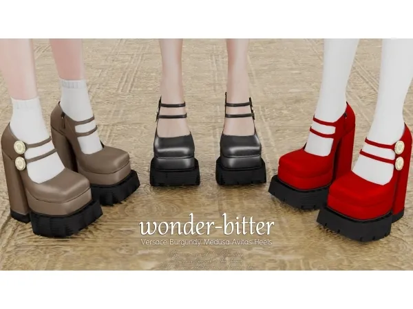 Alpha Versace Burgundy Medusa Avitas Heels - The Sims 4 Custom Content
