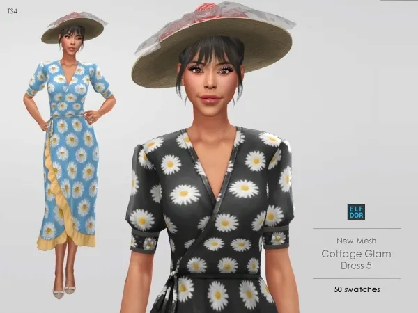 Maxis Match Cottage Glam Dress 5 by elfdor - The Sims 4 Custom Content