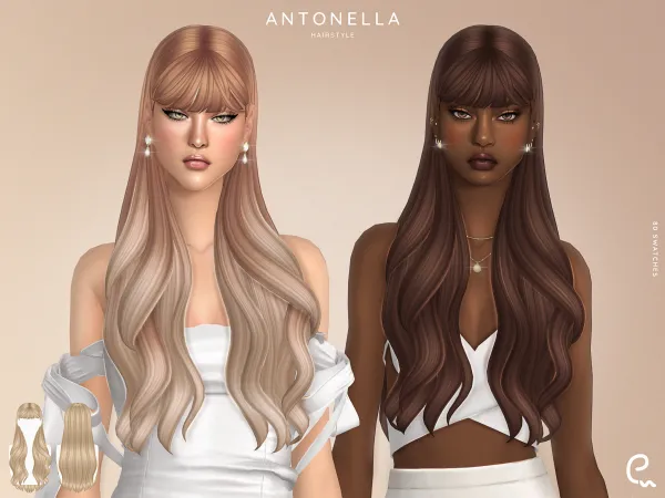 Maxis Match [EnriqueS4] Antonella Hairstyle by enriques4 - The Sims 4 Custom Content