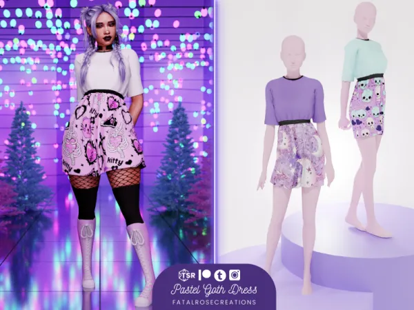 Alpha Pastel Goth Dress - The Sims 4 Custom Content