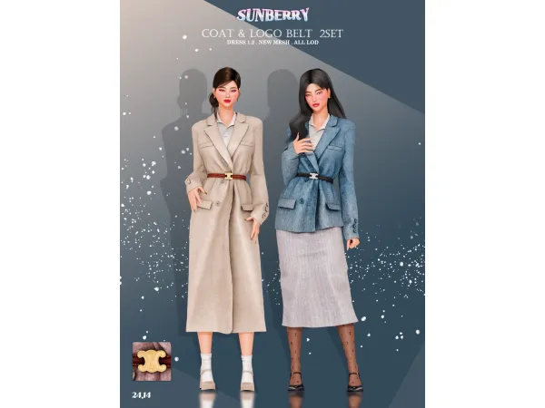 Alpha [SUNBERRY] Coat Logo Belt _2SET - The Sims 4 Custom Content