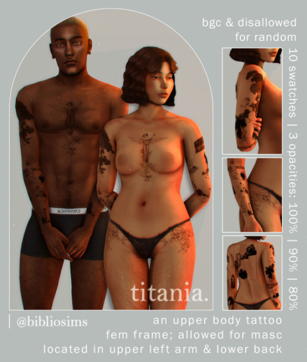 Mix titania an upper body tattoo by simsfinds - The Sims 4 Custom Content