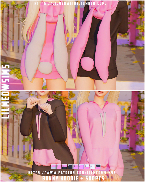 Alpha Bunny HoodieShorts by liilmeowsims - The Sims 4 Custom Content