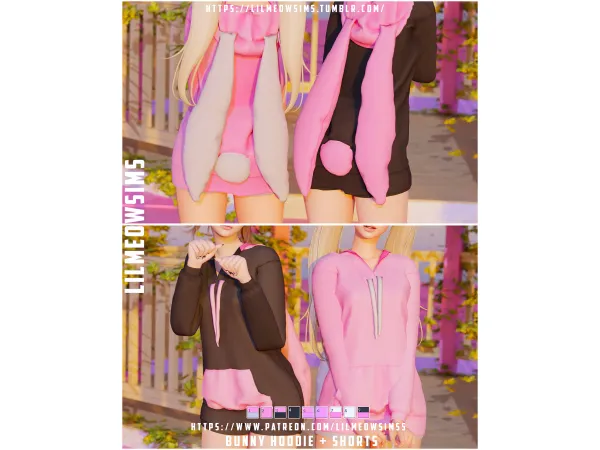 Alpha Bunny HoodieShorts by lilmeowsimss - The Sims 4 Custom Content