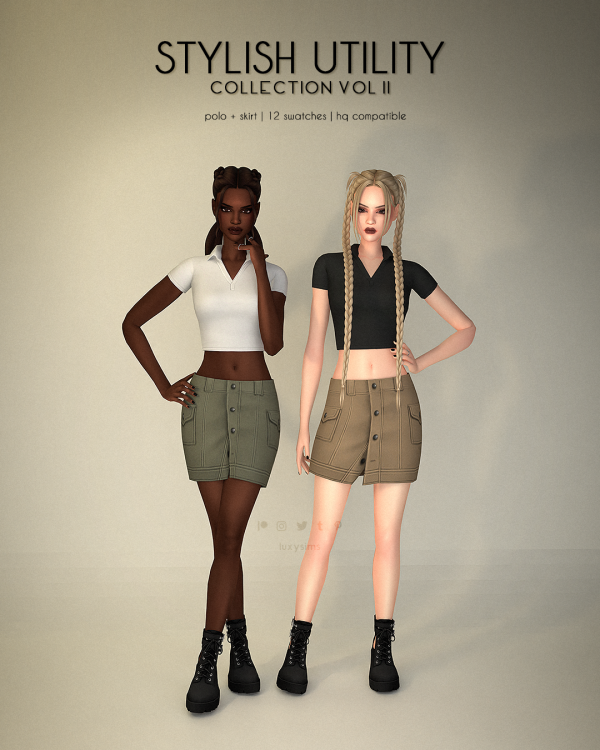 Mix Polo Skirt Stylish Utility Collection II by luxysims - The Sims 4 Custom Content