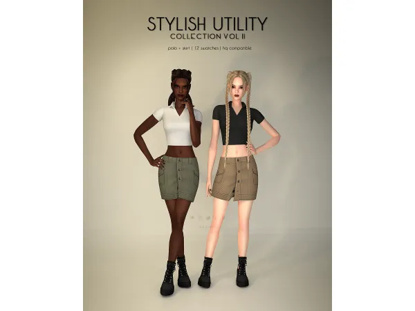 Mix Polo Skirt Stylish Utility Collection II - The Sims 4 Custom Content