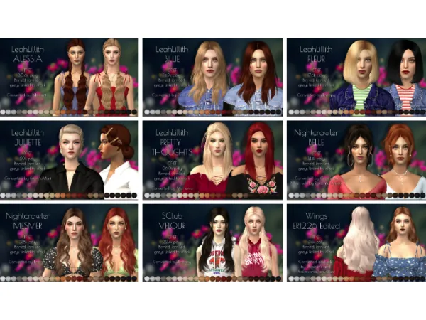 Nine new random female hair retextures - The Sims 2 Custom Content